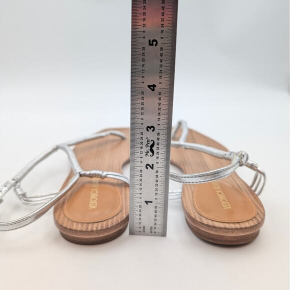 Veronica Beard Amelia Metallic Thong Slingback Sandals Silver Size US7.5M EU38 - Picture 4 of 9